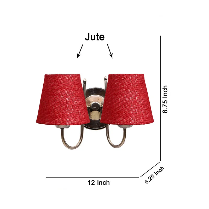 Veda Duo Conical Fabric & Metal Wall Lamp - Maroon media 5