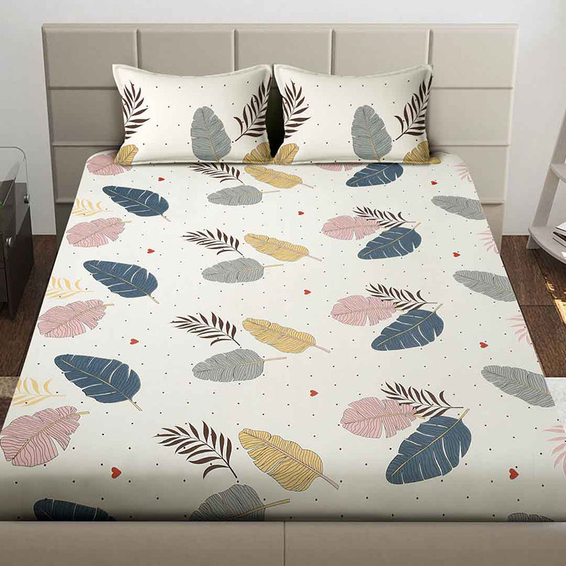 Tropical Leaves Floral Bedsheet - 130 GSM media 3