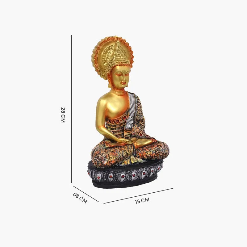 Sovereign Lotus Buddha Polyresin Idol (7 inches) - Gold media 7