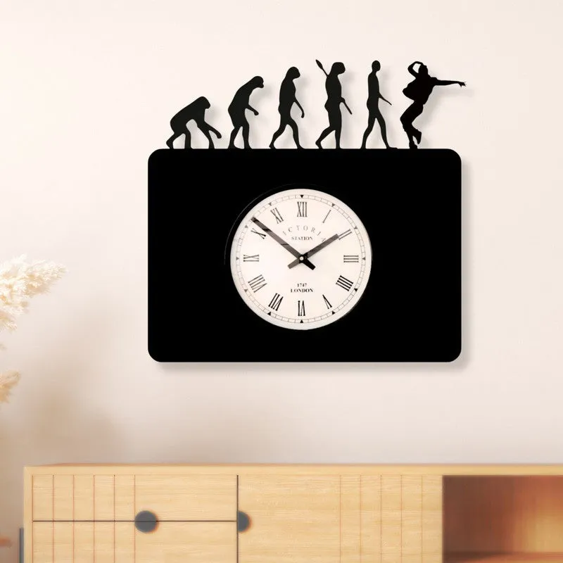 Evolutioner Steel Analog Wall Clock - Black media 1