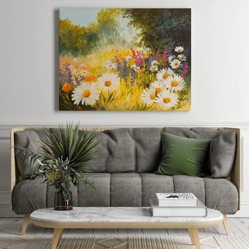 Field Of Daisies Canvas Wall Painting - Gallery Wrap media 3