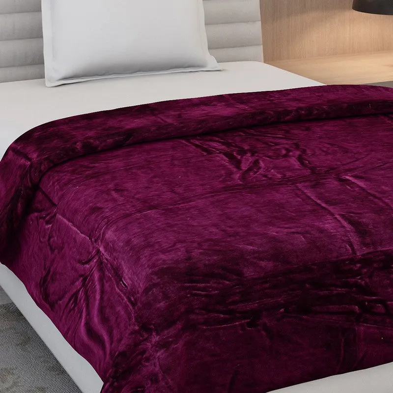 Monte Carlo Luxora Solid Polyester Blanket (Wine) - 300 GSM media 5