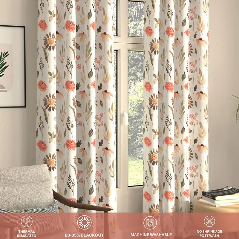Urban Space Frost Flora Curtain (Peach) - Set Of Two media 4