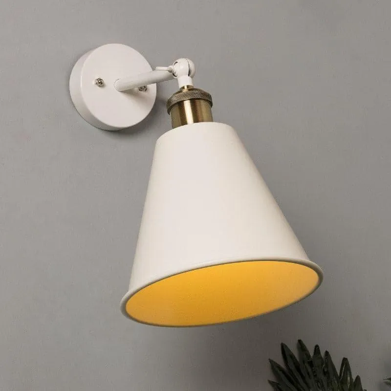 Kenda Cone Metal Wall Lamp - White & Gold media 3