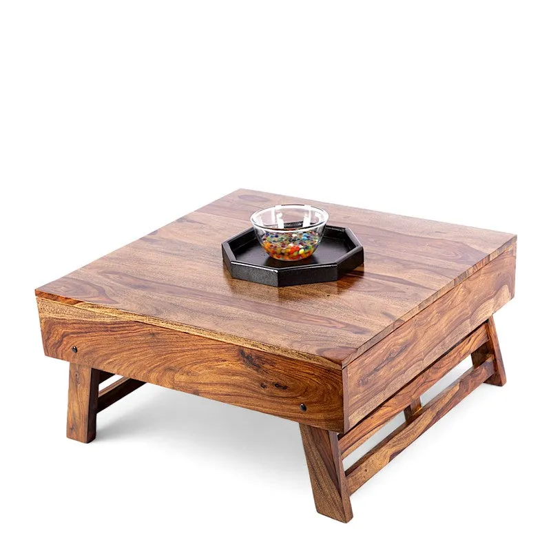 Servon Sheesham Wooden Center Table - Brown,Beige media 4