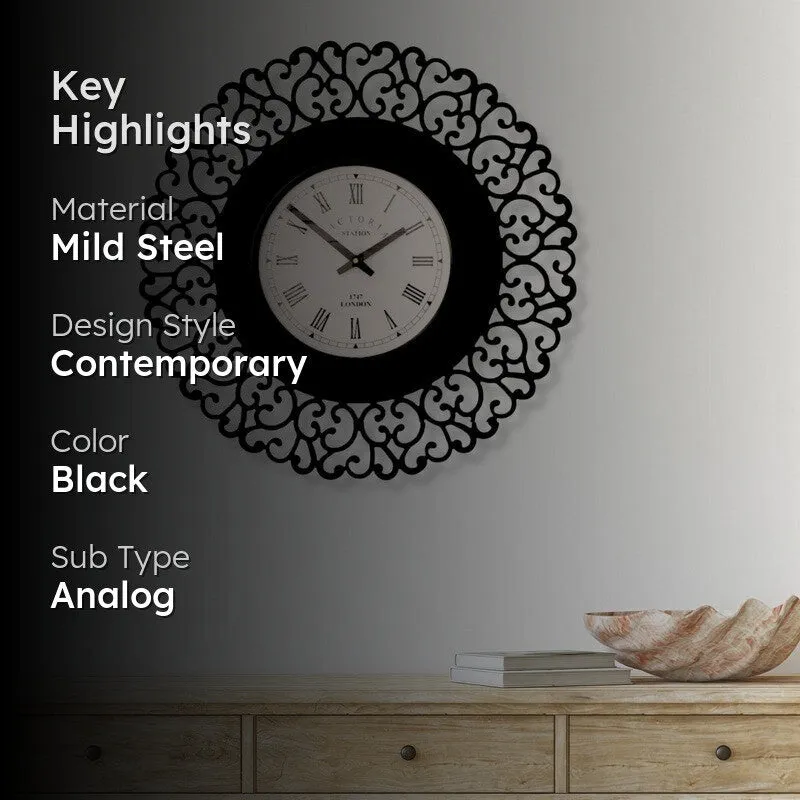 Regalring Steel Analog Wall Clock - Black media 2