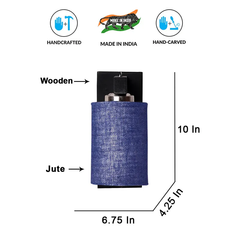 Eyrie Glow Jute & Wooden Wall Lamp - Blue media 6