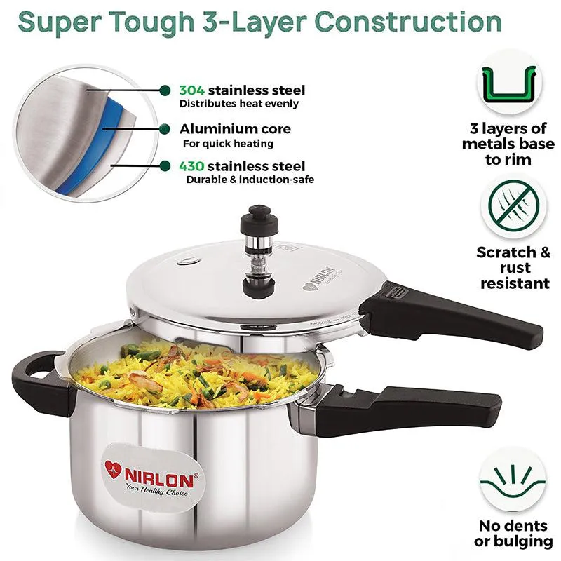 Nirlon Silver Pressure Cooker - 3000 mL/ 8 Inches media 3