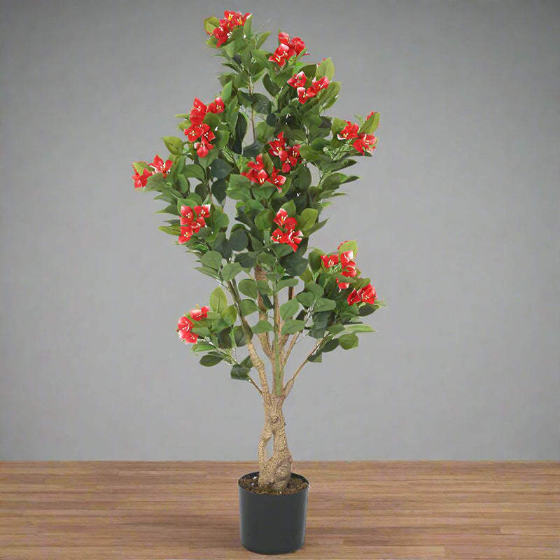 Faux Realtouch Red Bougainvillea Plant With Black Plastic Pot - 4.1 Feet media 4