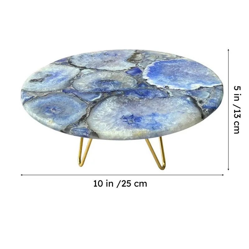 Myrla Handcrafted Agate Cake Stand - Blue media 7