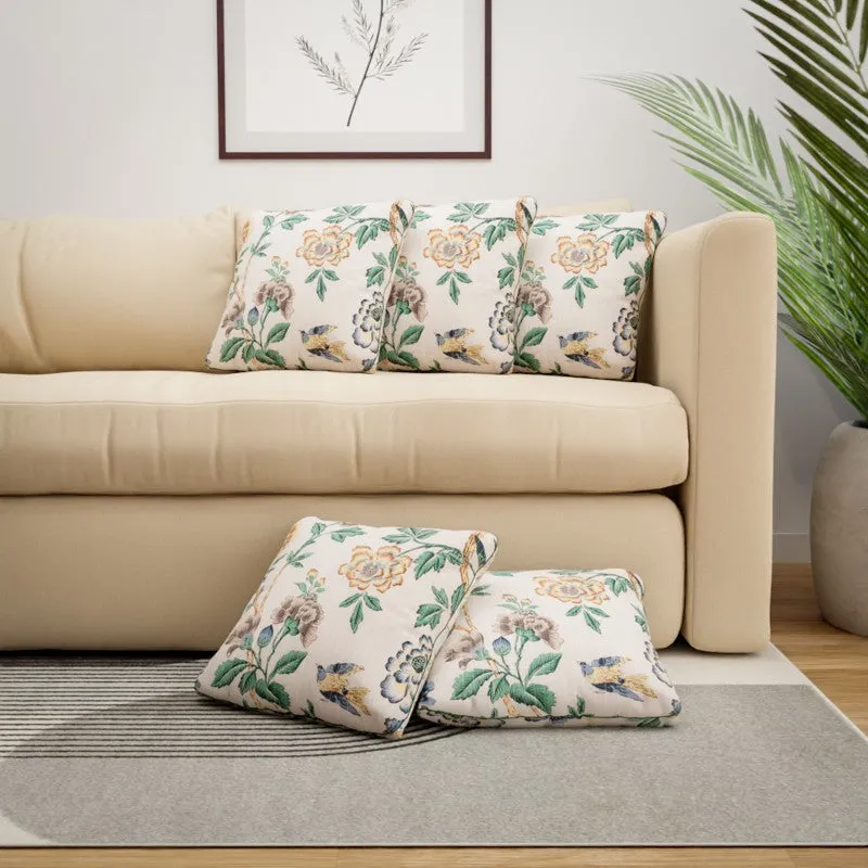 Floral Driftwood Cotton Cushion Covers - Set Of Five media 1