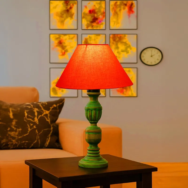 Arvello Kyra Wooden Table Lamp - Orange media 3