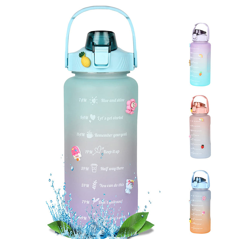 Ombre Sip Water Tumbler With Straw & Stickers (Blue,Purple) - 2 L media 7