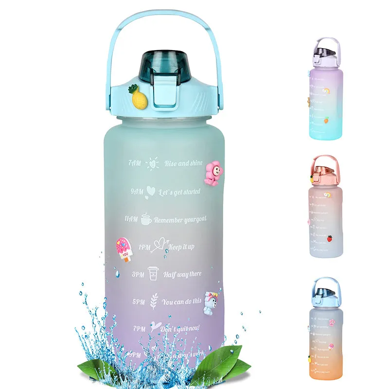 Ombre Sip Water Tumbler With Straw & Stickers (Blue,Purple) - 2 L media 7