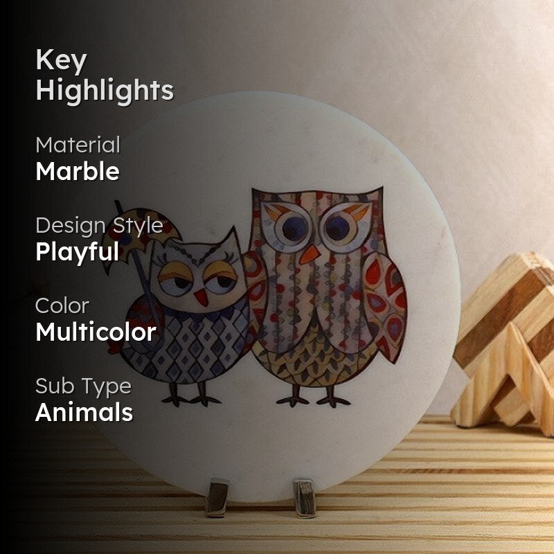 Owlery Printed Marble Showpiece media 2