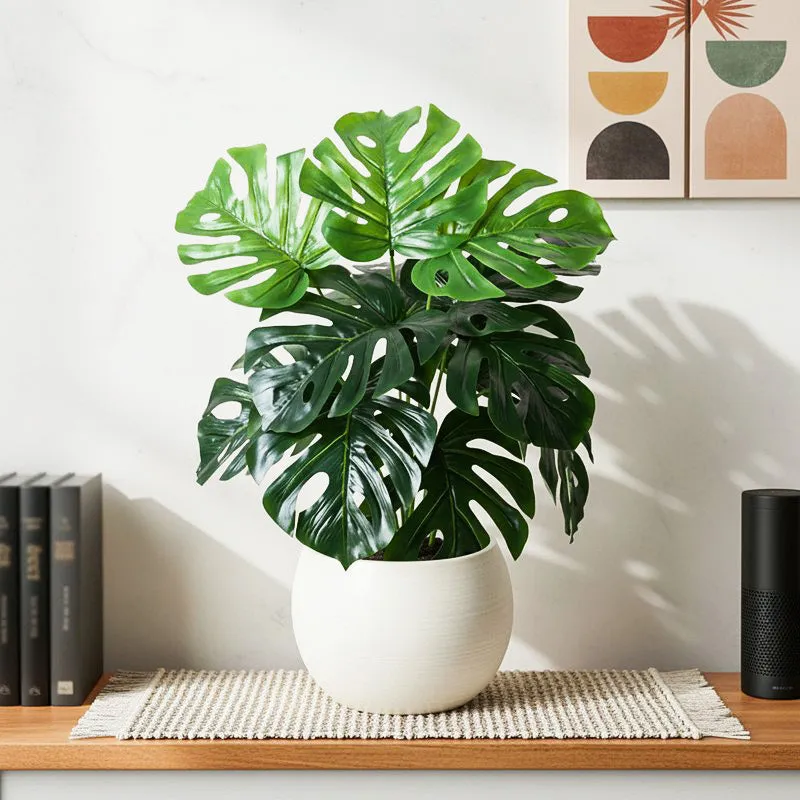 Faux Everlasting Deliciosa Monstera Artificial Plant With Black Plastic Pot - 61 cm (2 ft) media 1