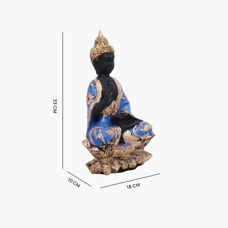 Solace Buddha Polyresin Idol (12 inches) - Blue media 7
