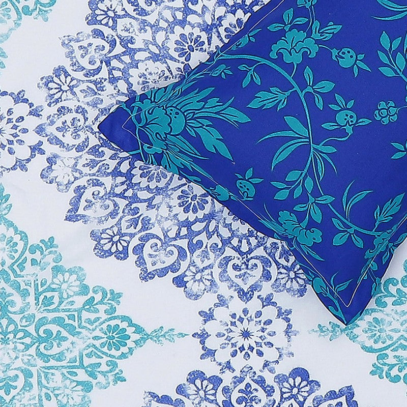 Monte Carlo Dio Mandala Cotton Bedsheet (White,Blue) - 104 TC media 6