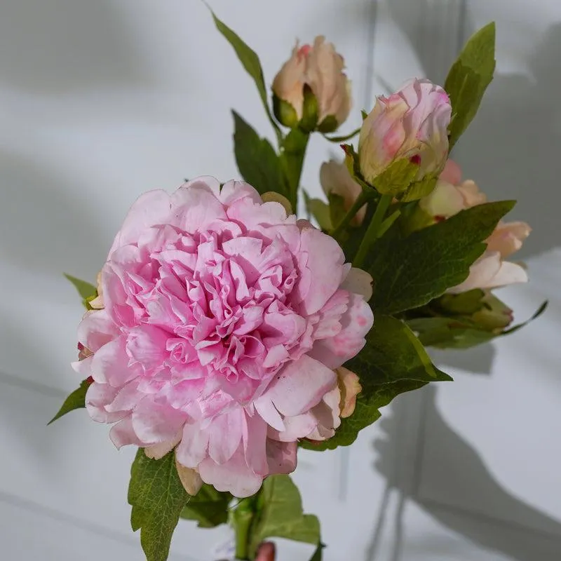 Faux Peony Flower Stick (Light Pink) - 26 CM media 4