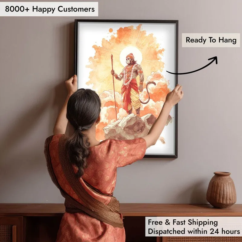 Sri Hanuman with Sun Aura I Archival Paper Wall Art media 5