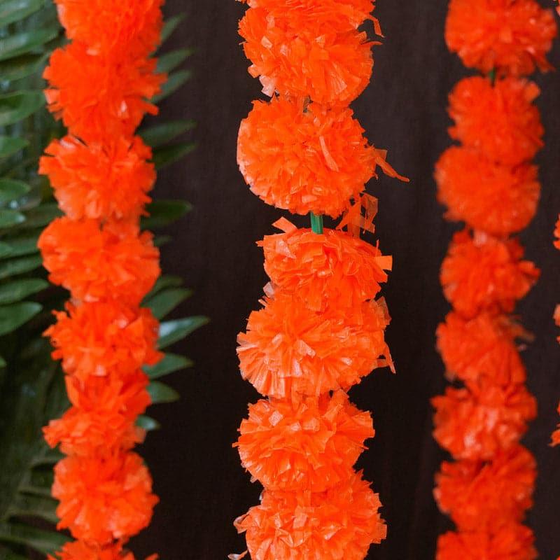 Faux Marigold Decorative Toran (Orange) - Set Of Ten media 4
