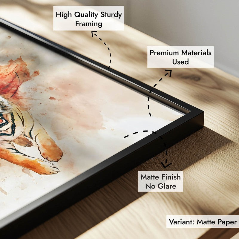 Shakthi Roar Spiritual Archival Paper Wall Painting With Frame - Black media 7