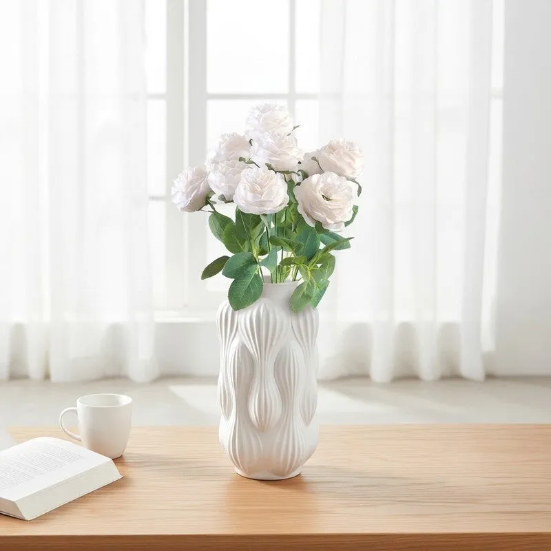 Petalisse Rose Fabric Artificial Flower - White media 1