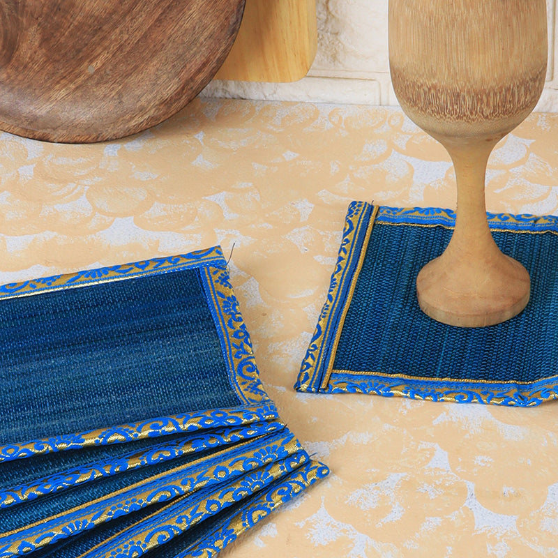 Eco Sip Bamboo Coaster (Blue) - Set Of Four media 4