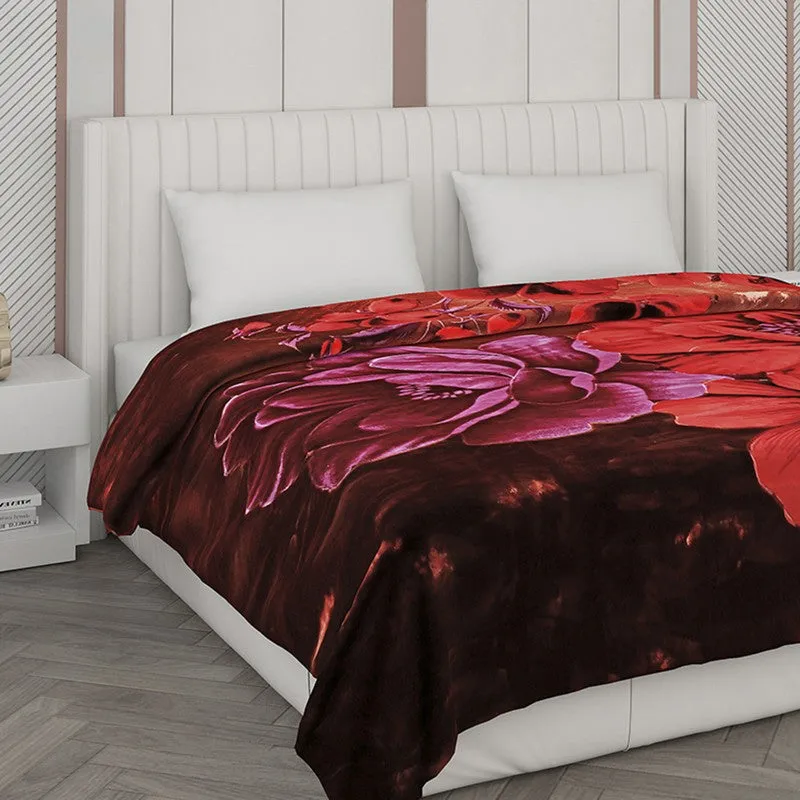 Monte Carlo Crimson Bloom Blanket (Brown,Red) - 1000 GSM media 4