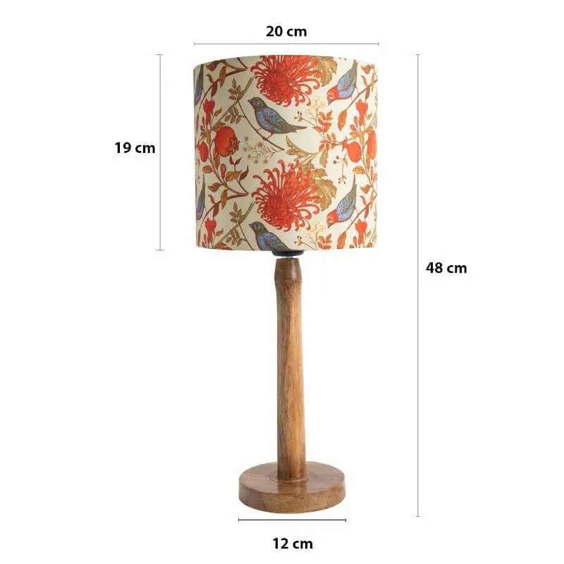Amber Wood Fabric Table Lamp - Multicolor media 7