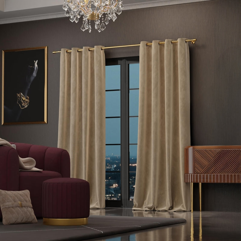 Ivory Elegance Satin Curtain - Set of Two