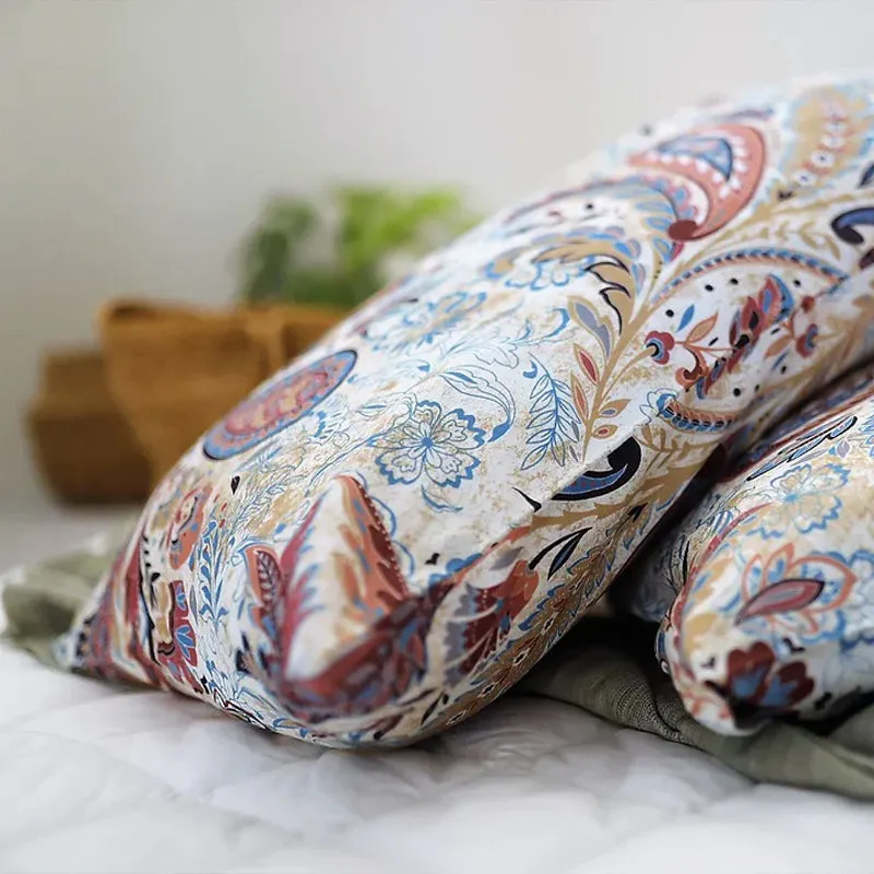 Boho Parsley Printed Cotton Duvet Cover - Rose, Red media 9