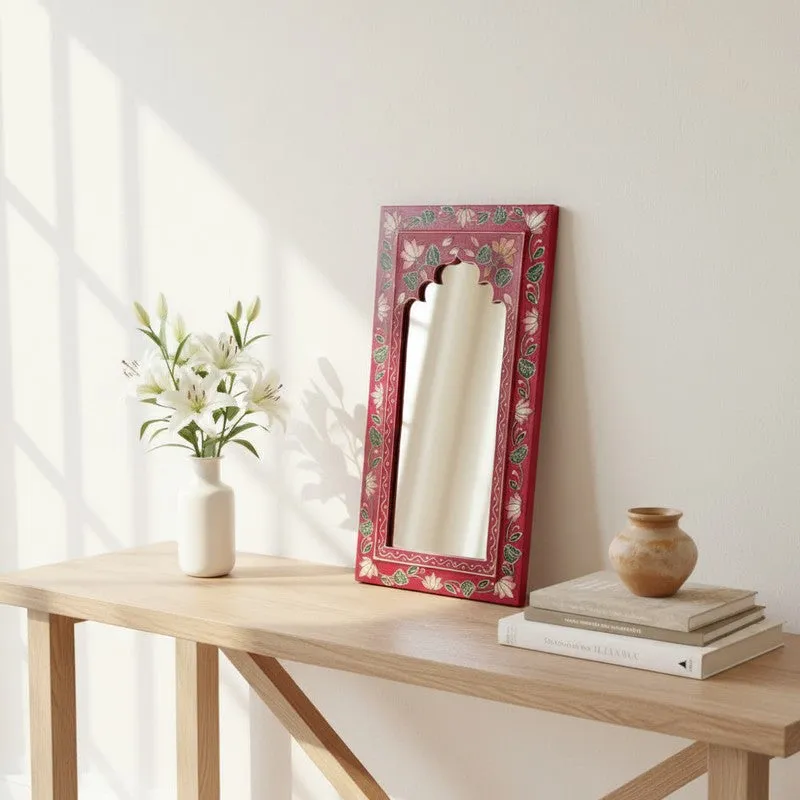 Decorative Wooden Wall Mirror - Red media 3