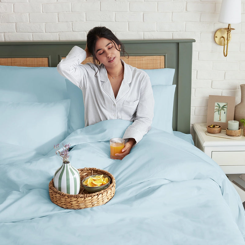 Maison Cotton Duvet Cover (Pale Blue) - 700 TC media 5