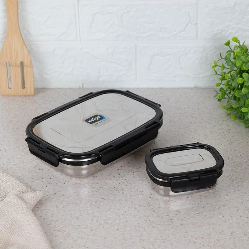 Viora Black Stainless Steel Lunch Box (775/150 mL) - Two Piece Set media 4