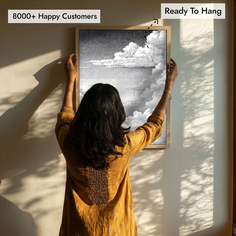 Buddha In Clouded Serenity III Wall Painting With Brown Frame media 7