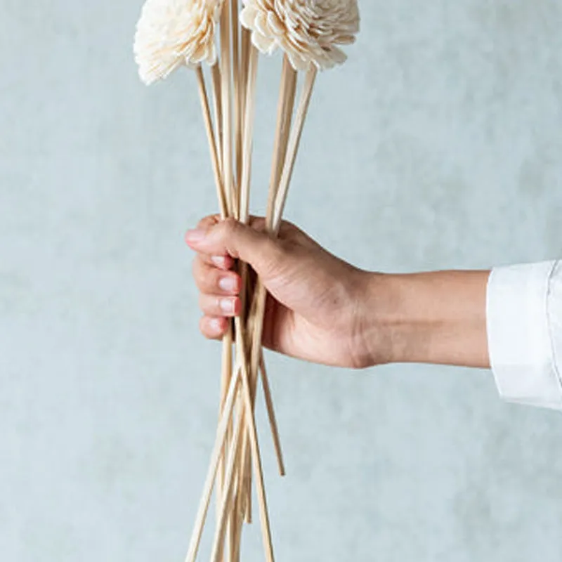 Estar Sola Wood Rose Flower Stick (White) - Set Of Ten media 6