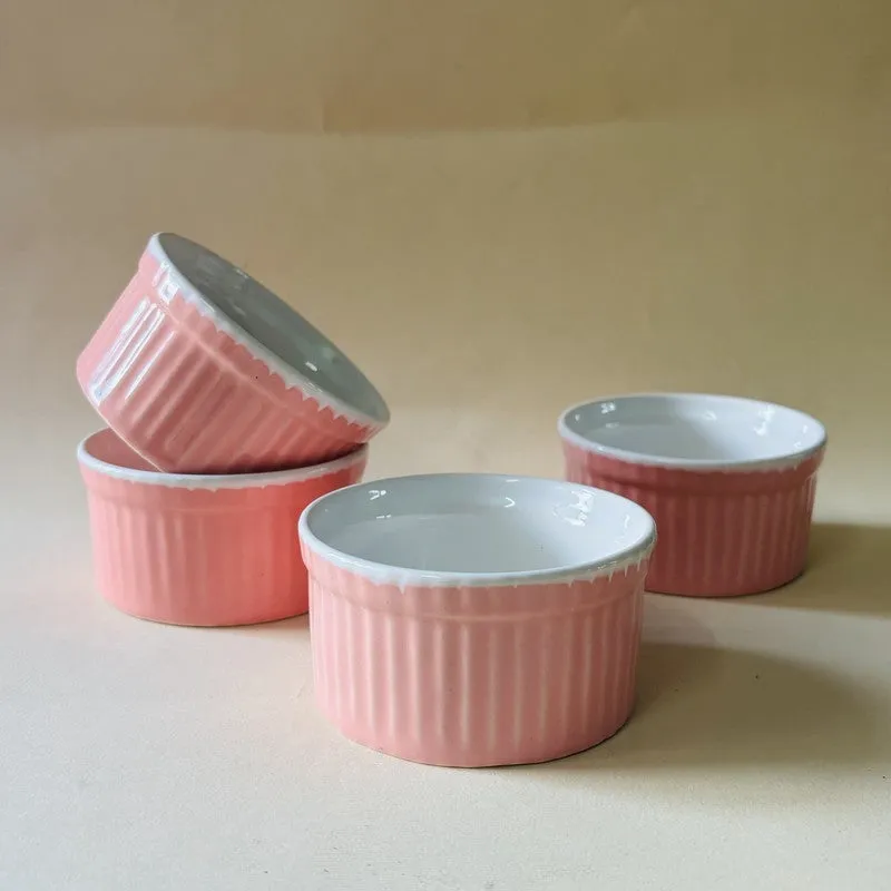 Ceramic Dessert Bowls (Pink,150 mL Each) - Set Of Four media 4
