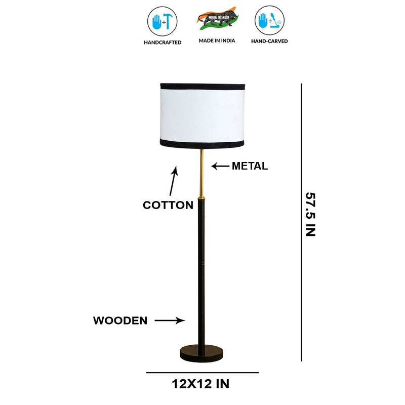 Nordic Glow Wooden Floor Lamp - White & Black media 8