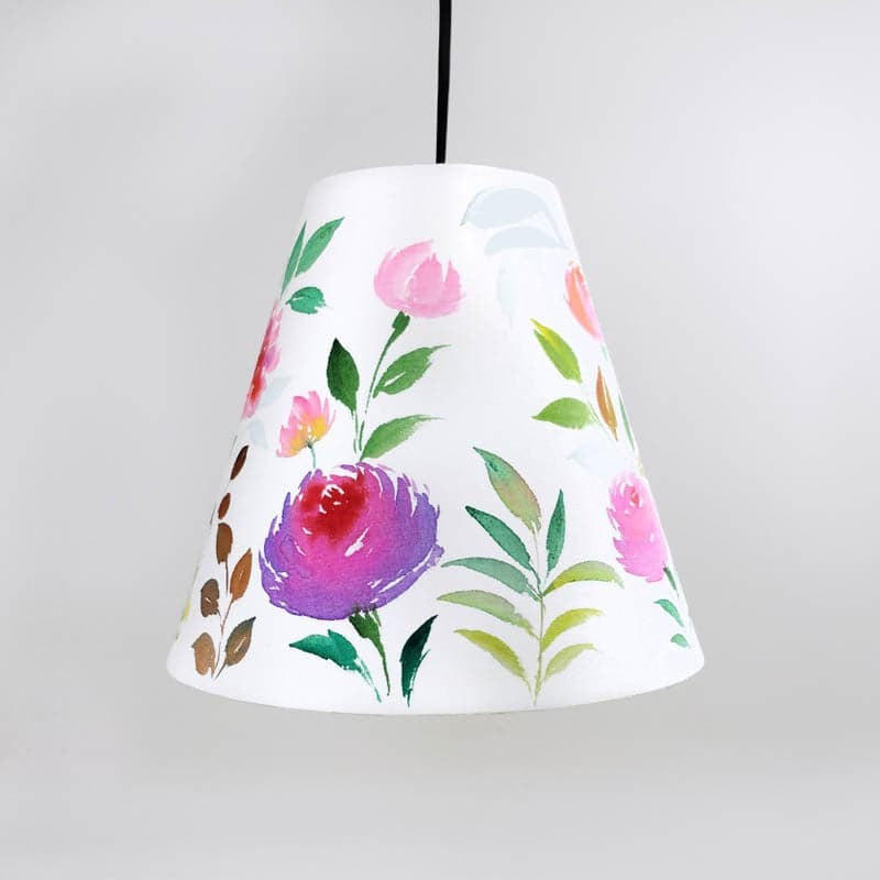 Pastel Bloom Handpainted Fabric Ceiling Lamp media 3