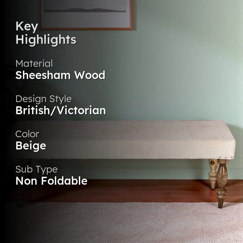 Alvyn Sheesham Wooden Bench - Beige media 2
