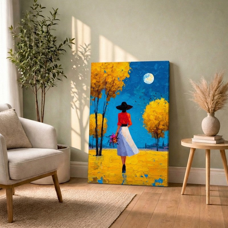 Silent Walk Under the Moon Canvas Wall Art