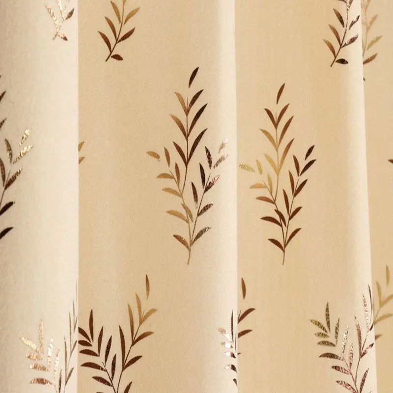 Soft Shine Printed Velvet Curtains (Beige,Gold) - Set Of Two media 4