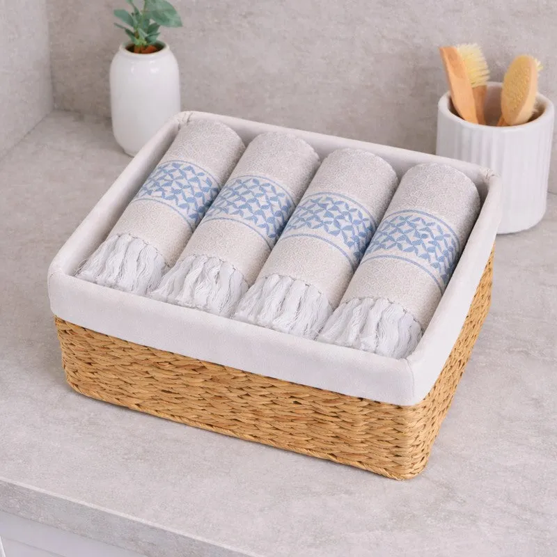 MosacStrip Cotton Hand Towel (Blue) - Set Of Four media 1