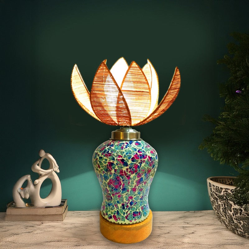 Floranisse Lotura Rattan Wooden Table Lamp - Multicolor