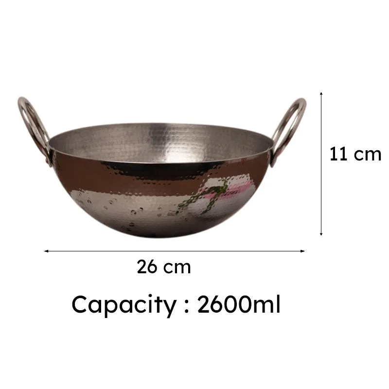Vintage Insuction Safe Hammered Kadhai - 2600 mL / 9 Inches media 6