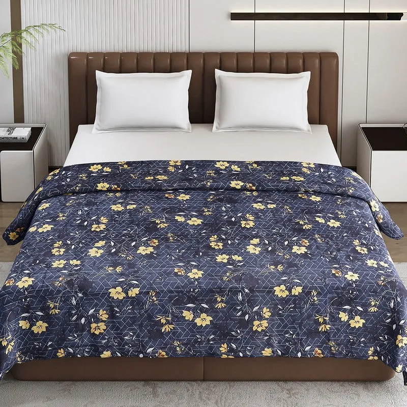 Monte Carlo Bluemora Floral Print Polyester Blanket (Blue) - 210 GSM media 3