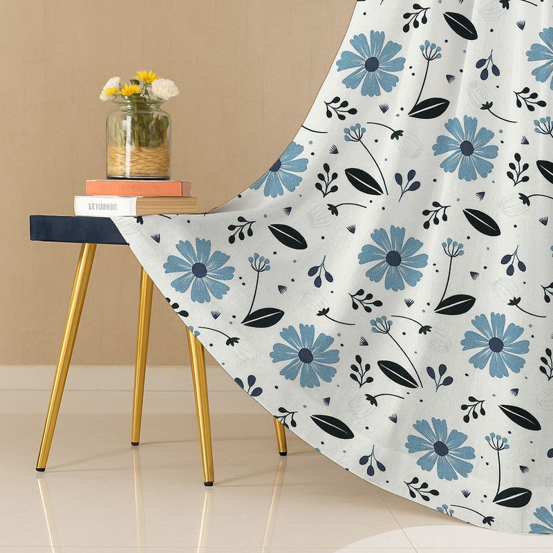 BloomSpry Cotton Curtain - Blue,Black media 5