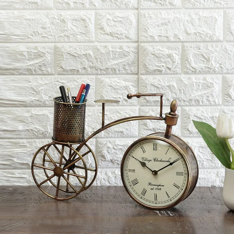 Vintage Cycle Charm Metal Table Clock media 1