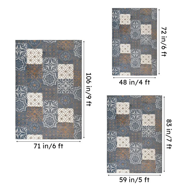Medina Tile Soft Pile Anti-Skid Carpet - Blue media 6